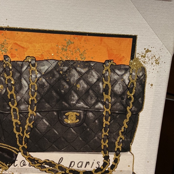 NWT CHANEL & HERMES GLITTER WALL DECORE BLACK AND GOLD - Picture 5 of 6